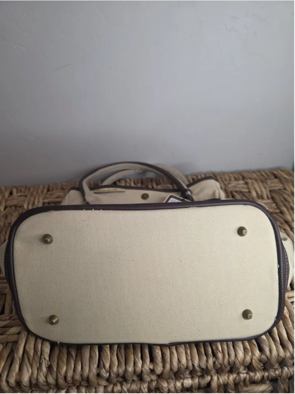 Picnic at Ascot Canvas Garden Tote Multi Pocket Tool Bag Cream Brown NWT 341WK